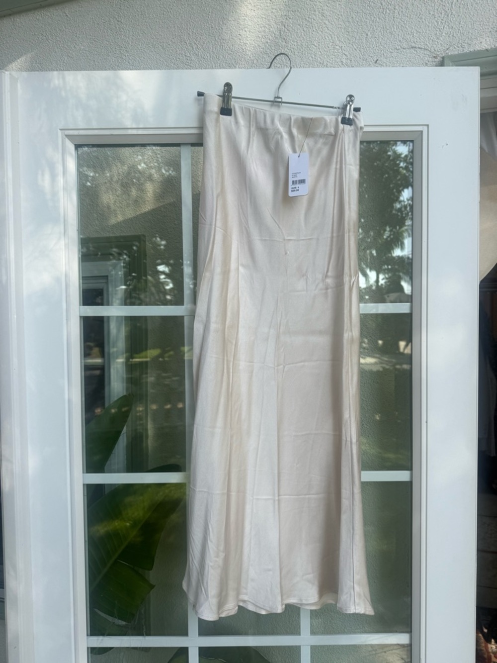Champagne Satin Maxi Skirt in Cream
